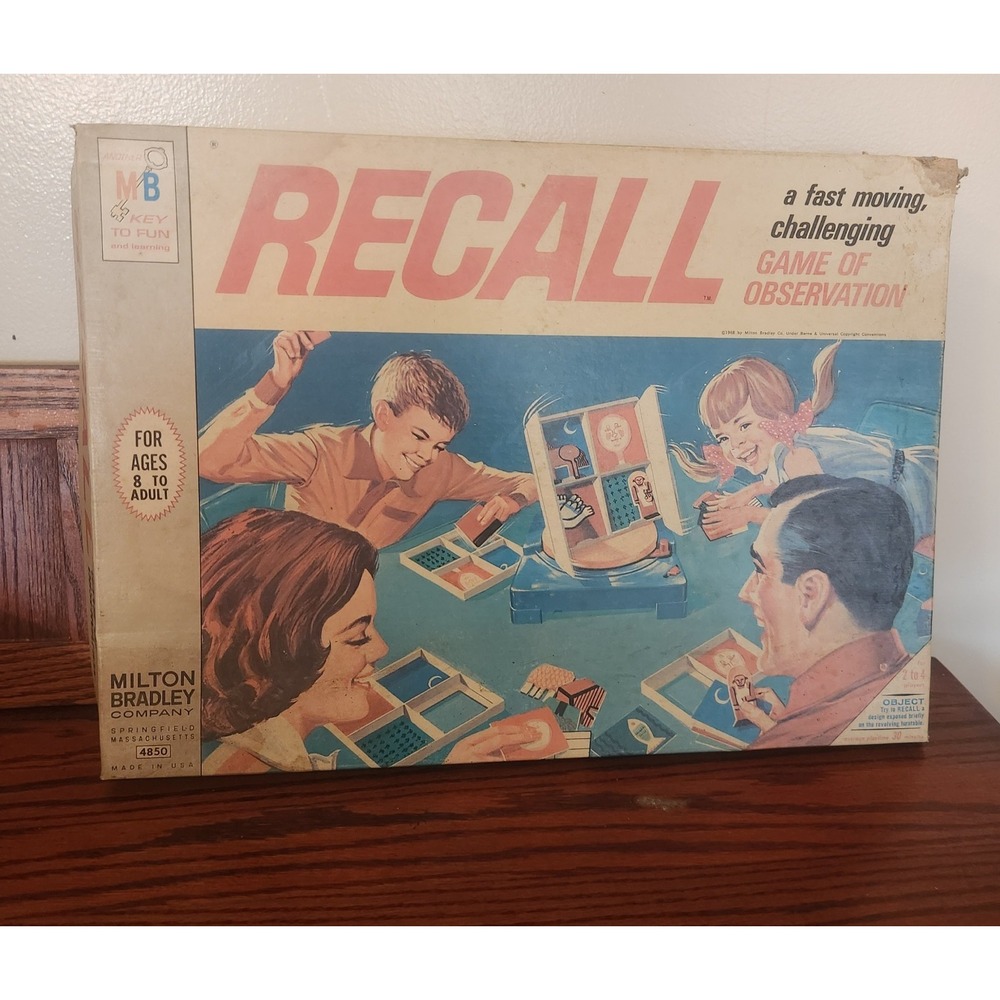 1968 Recall Game by Milton Bradley Complete in Good Condition NOS